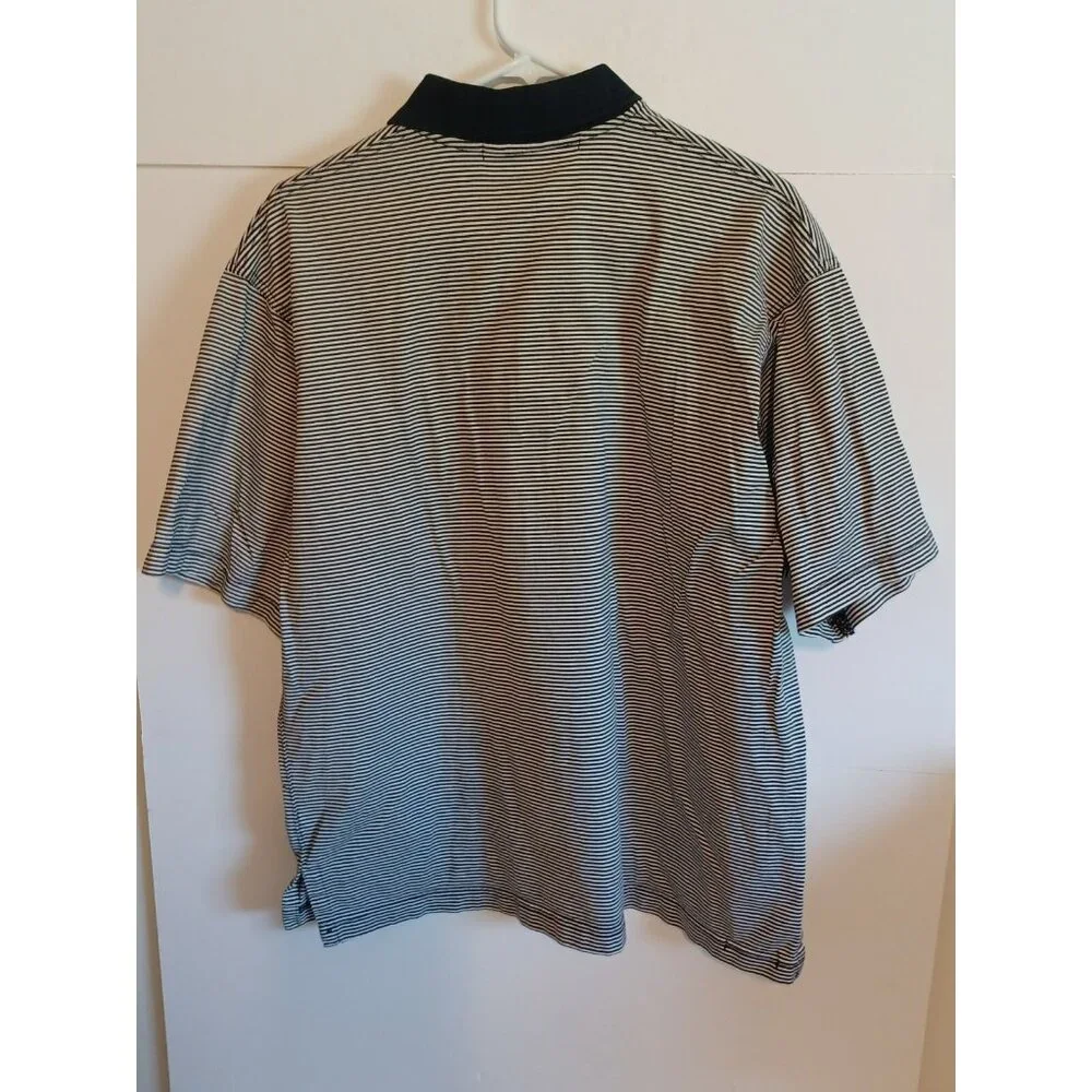 Robert Bryan Port Royal Virginia Men's Polo Shirt L Navy Blue & White Stripe - Picture 5 of 5